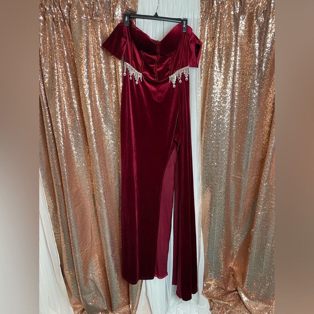 Missord off shoulder split Prom dress